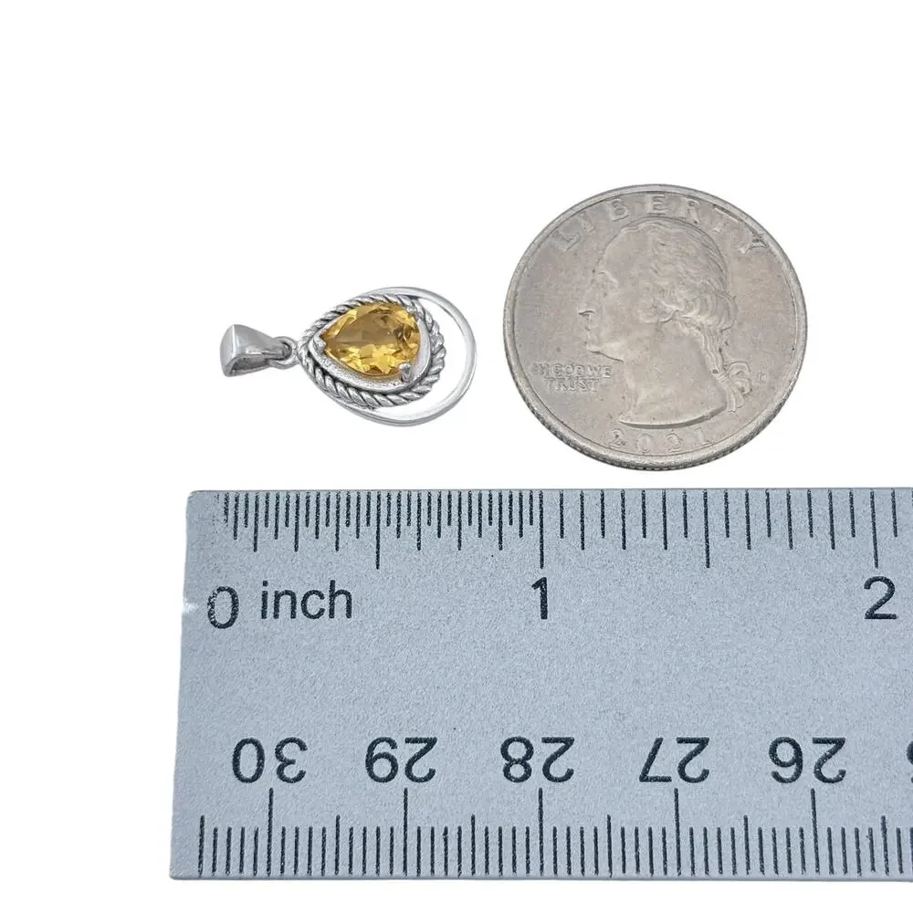 Vintage Sterling Silver 925 Citrine Pendant